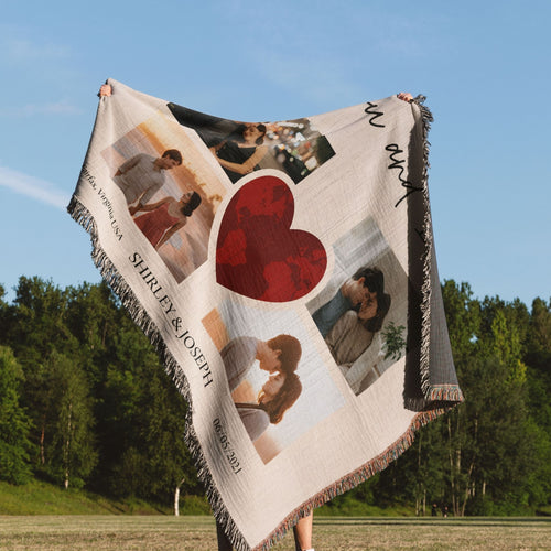 Personalized Photo Collage Woven Blanket | Woven Heirloom Throw