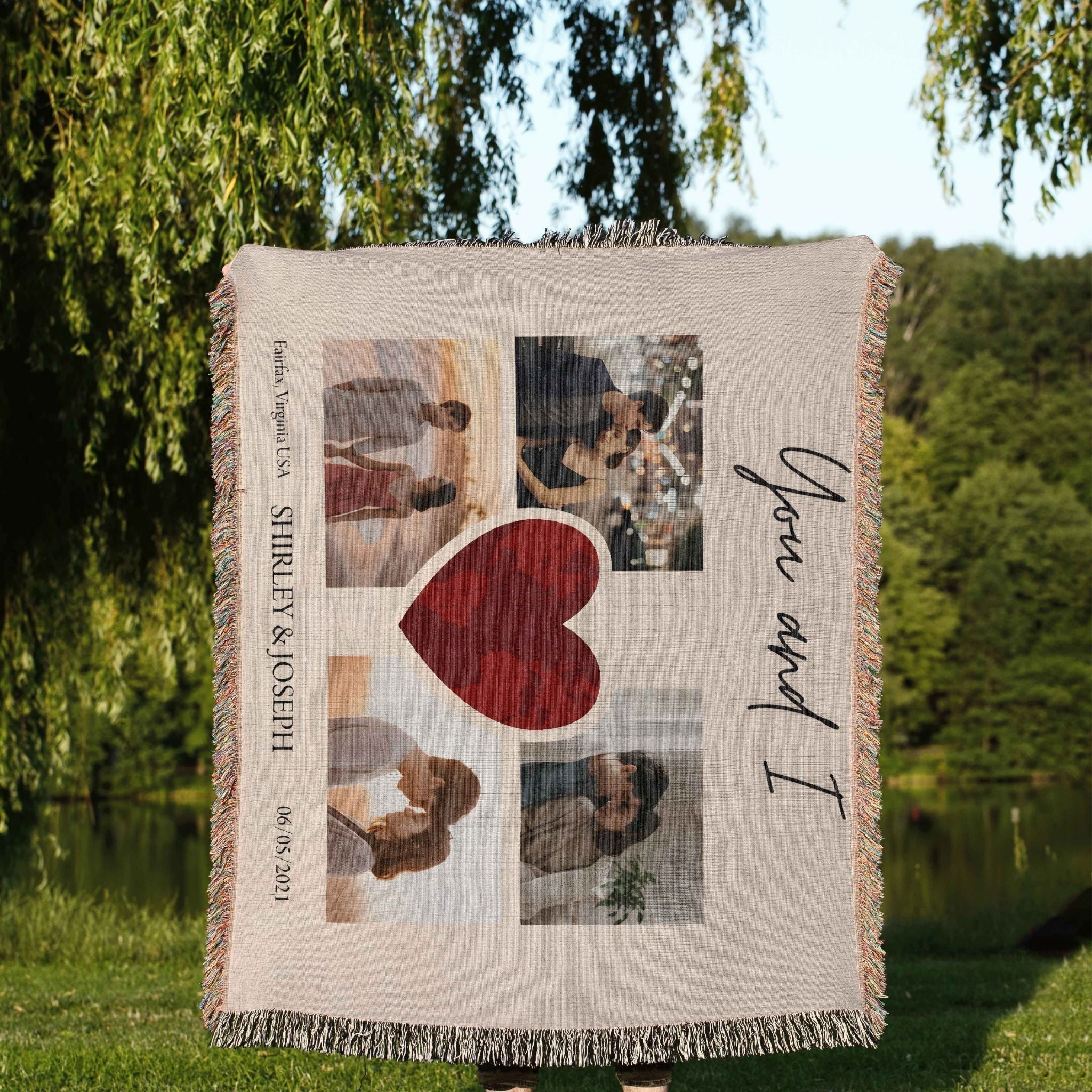 Personalized Photo Collage Woven Blanket | Woven Heirloom Throw