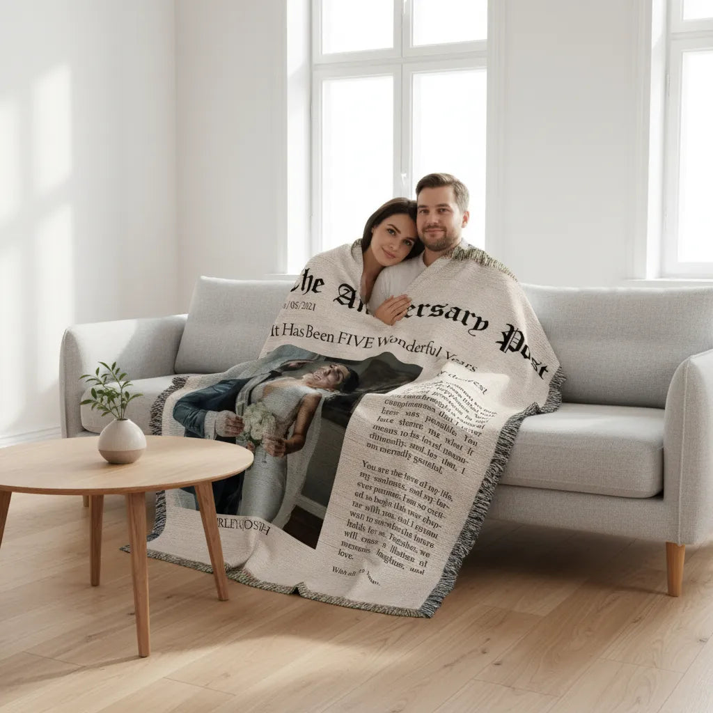 Personalized Wedding, Anniversary Heirloom Woven Blanket