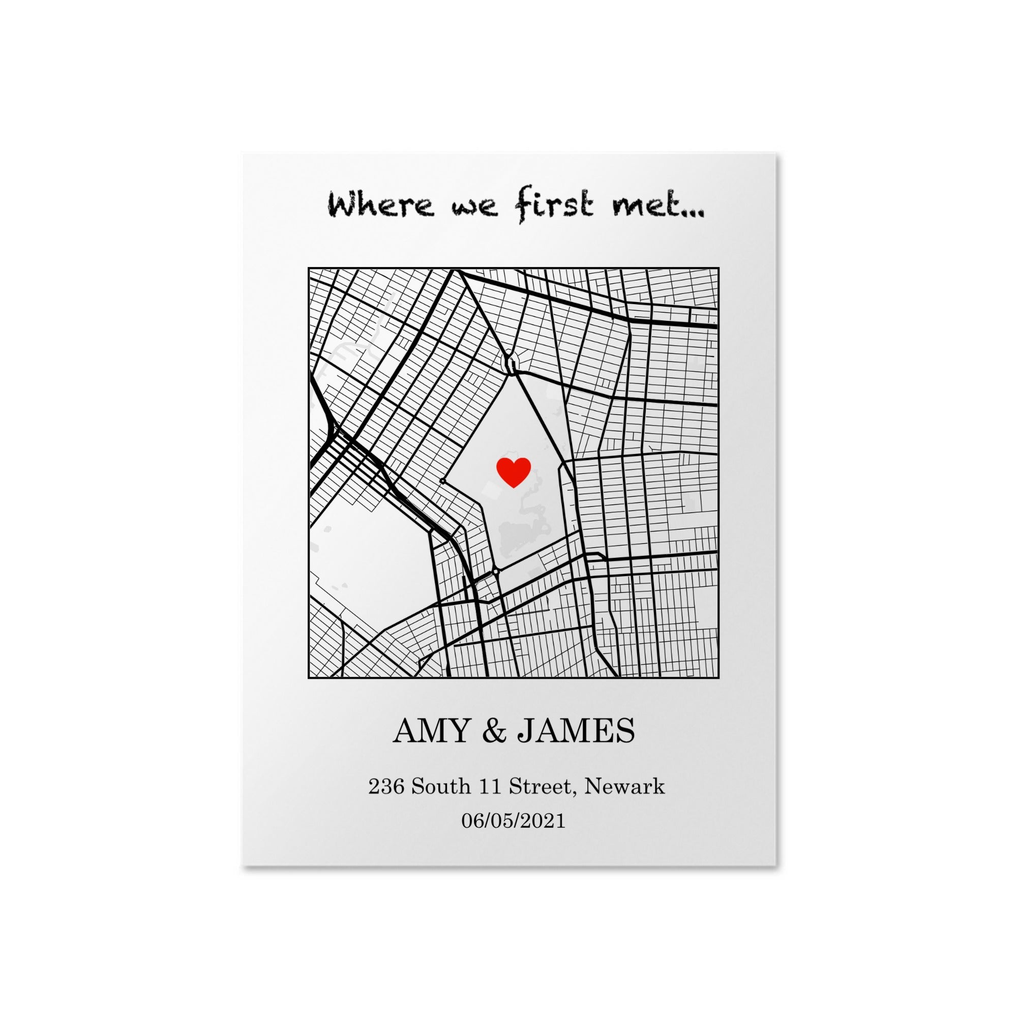 Where We First Met Map | Personalized City Map Wall Art