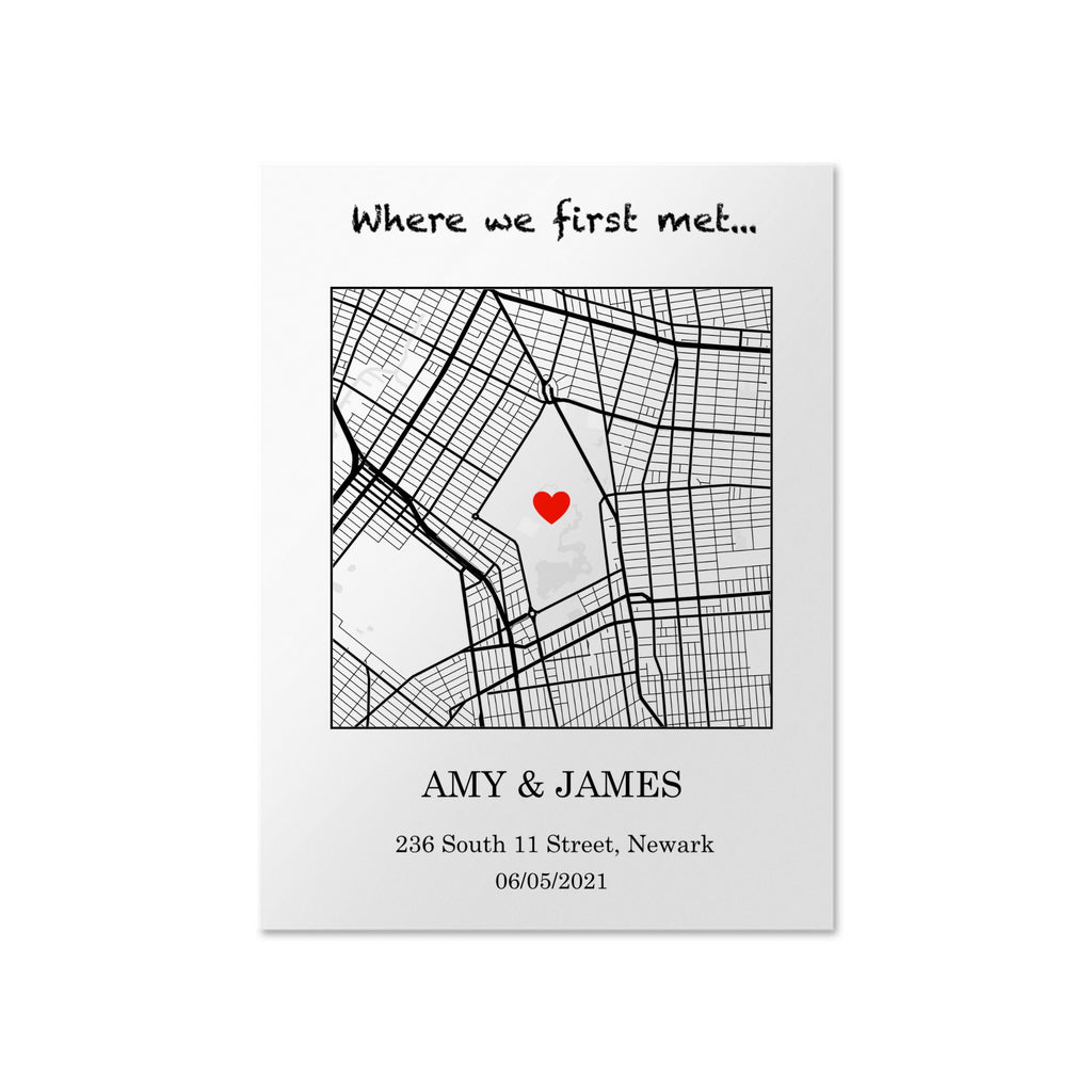 Where We First Met Map | Personalized City Map Wall Art