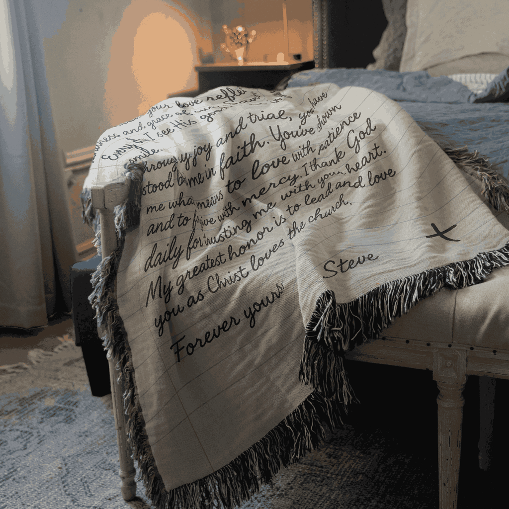 Personalized Love Letter Woven Blanket | Custom Handwriting Heirloom Throw