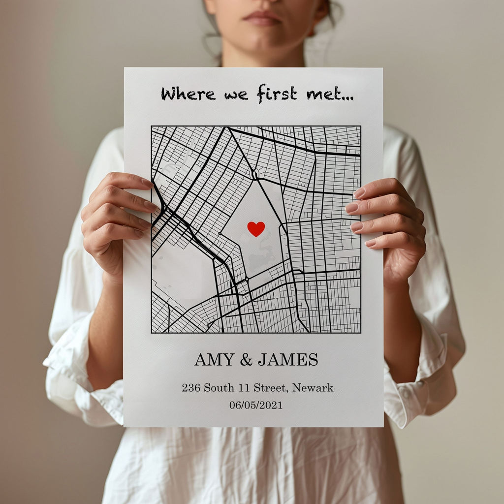 Where We First Met Map | Personalized City Map Wall Art
