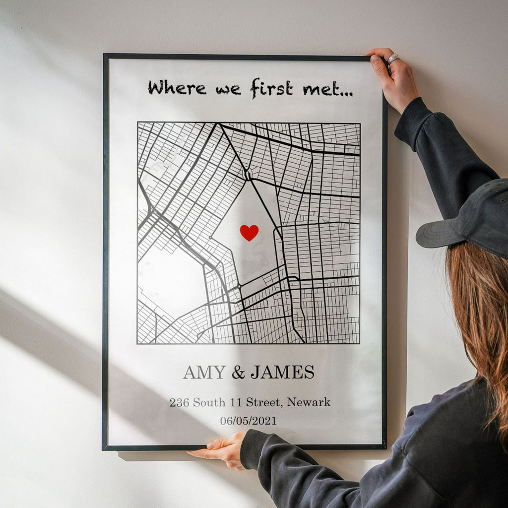 Where We First Met Map | Personalized City Map Wall Art
