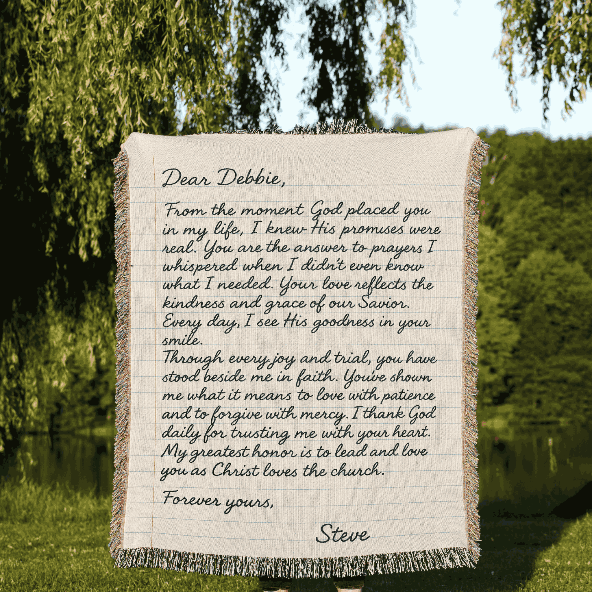 Personalized Love Letter Woven Blanket | Custom Handwriting Heirloom Throw