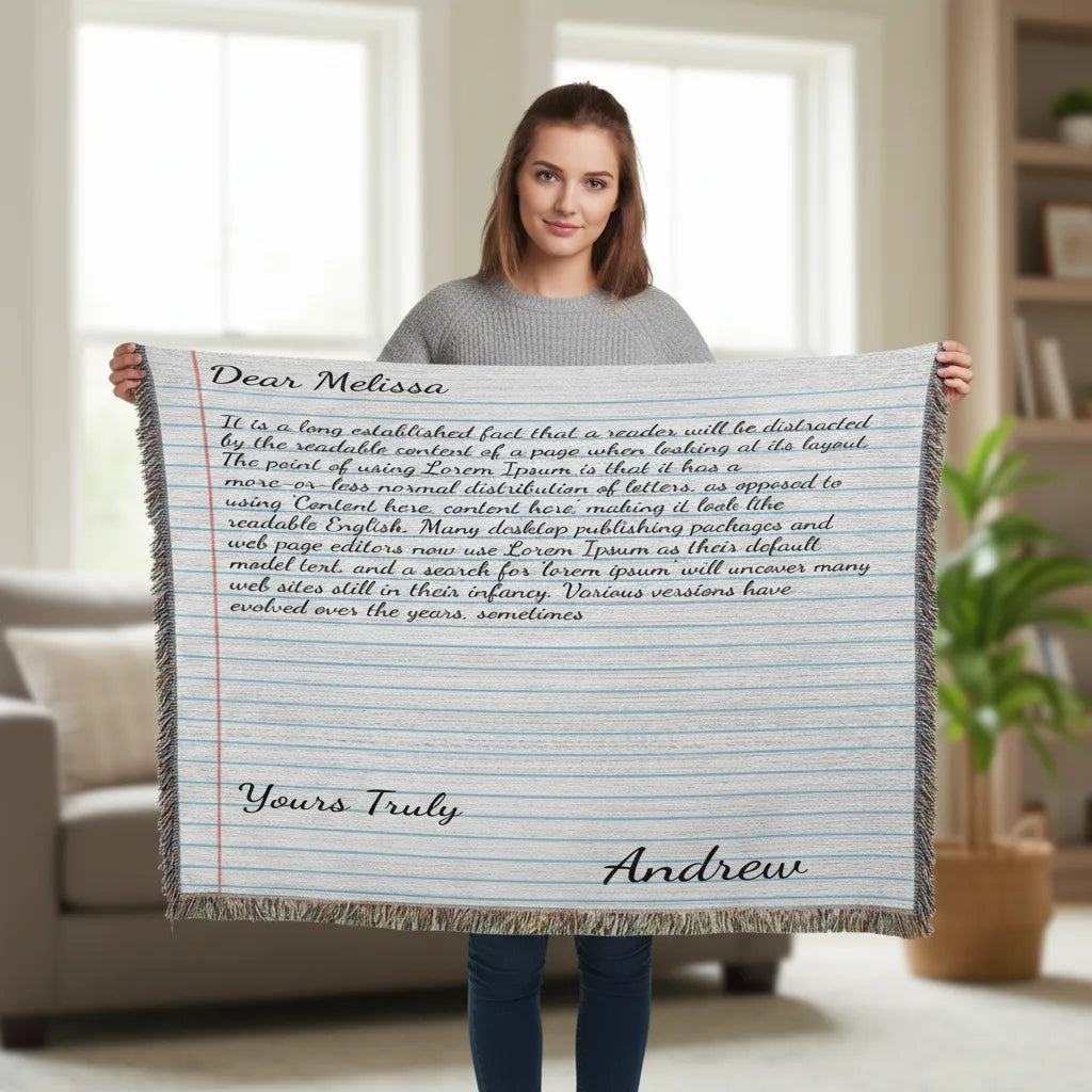 Personalized Christian Letter Heirloom Artwork Woven Blanket