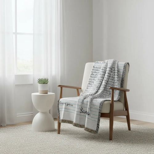 Personalized Love Letter Blanket: Custom Handwriting Woven Heirloom Throw Woven Blanket