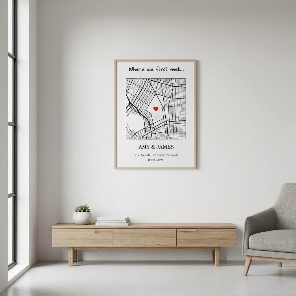 Where We First Met Map | Personalized City Map Wall Art