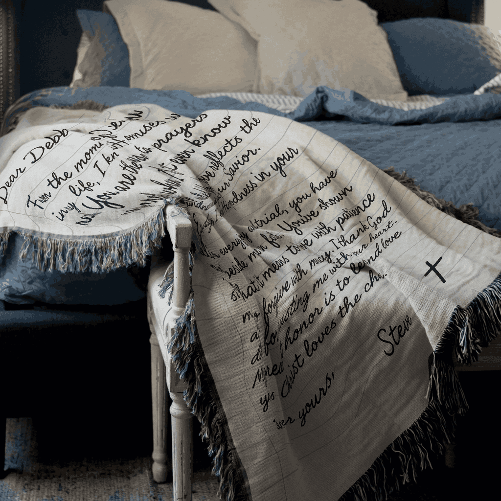 Personalized Love Letter Woven Blanket | Custom Handwriting Heirloom Throw