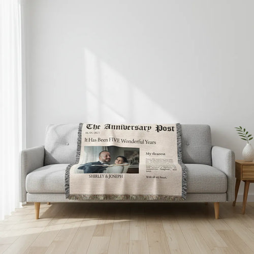Personalized Wedding, Anniversary Heirloom Woven Blanket