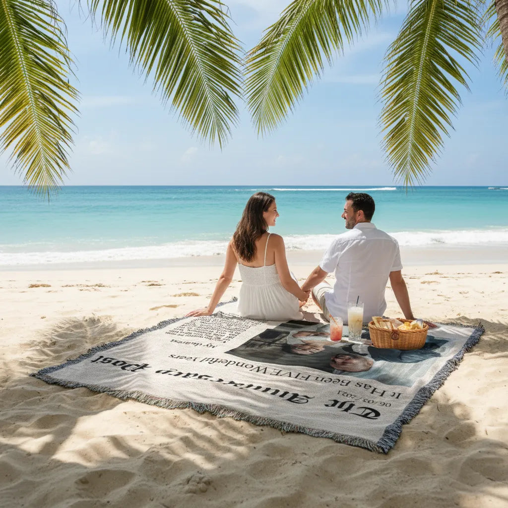 Personalized Wedding, Anniversary Heirloom Woven Blanket