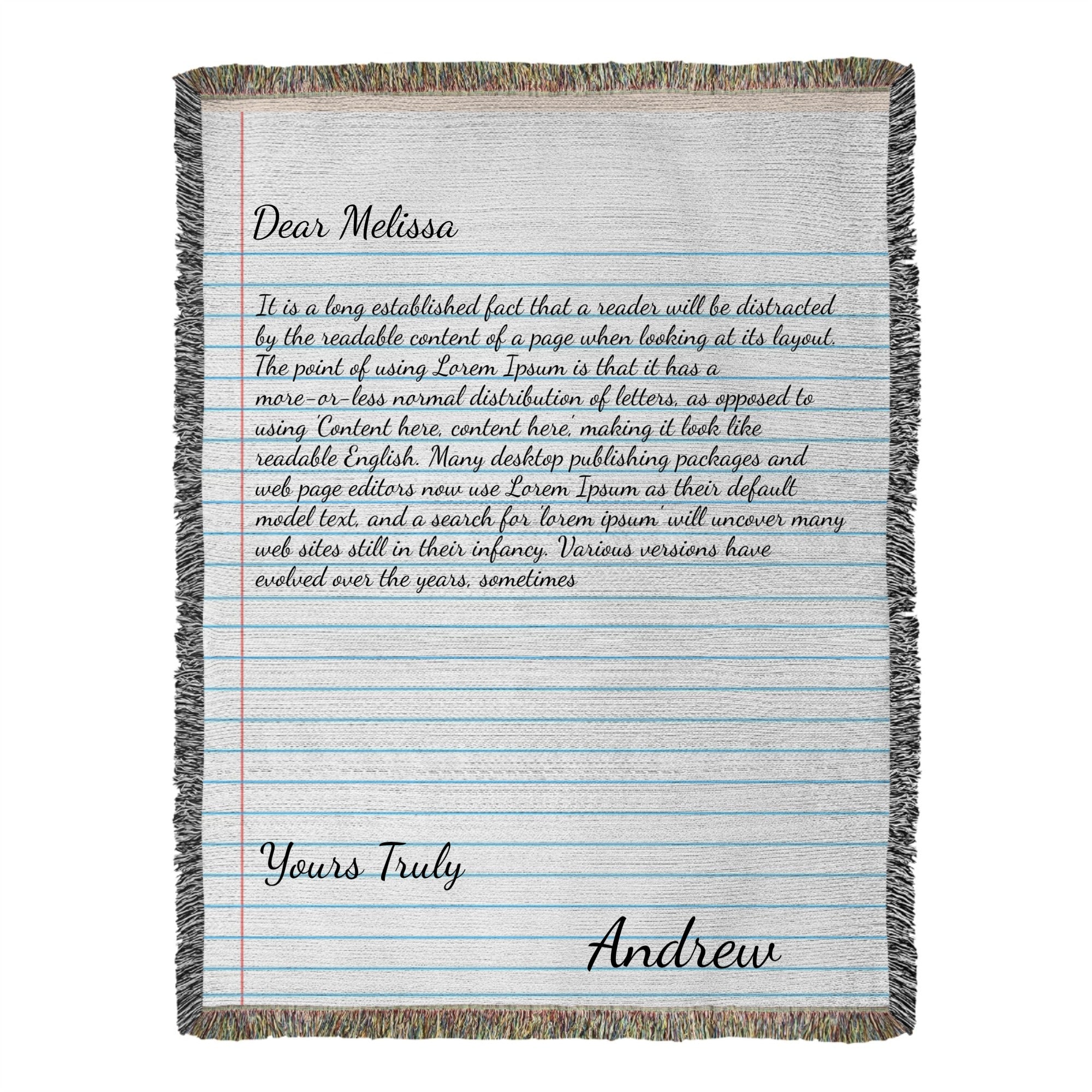 Personalized Christian Letter Heirloom Artwork Woven Blanket