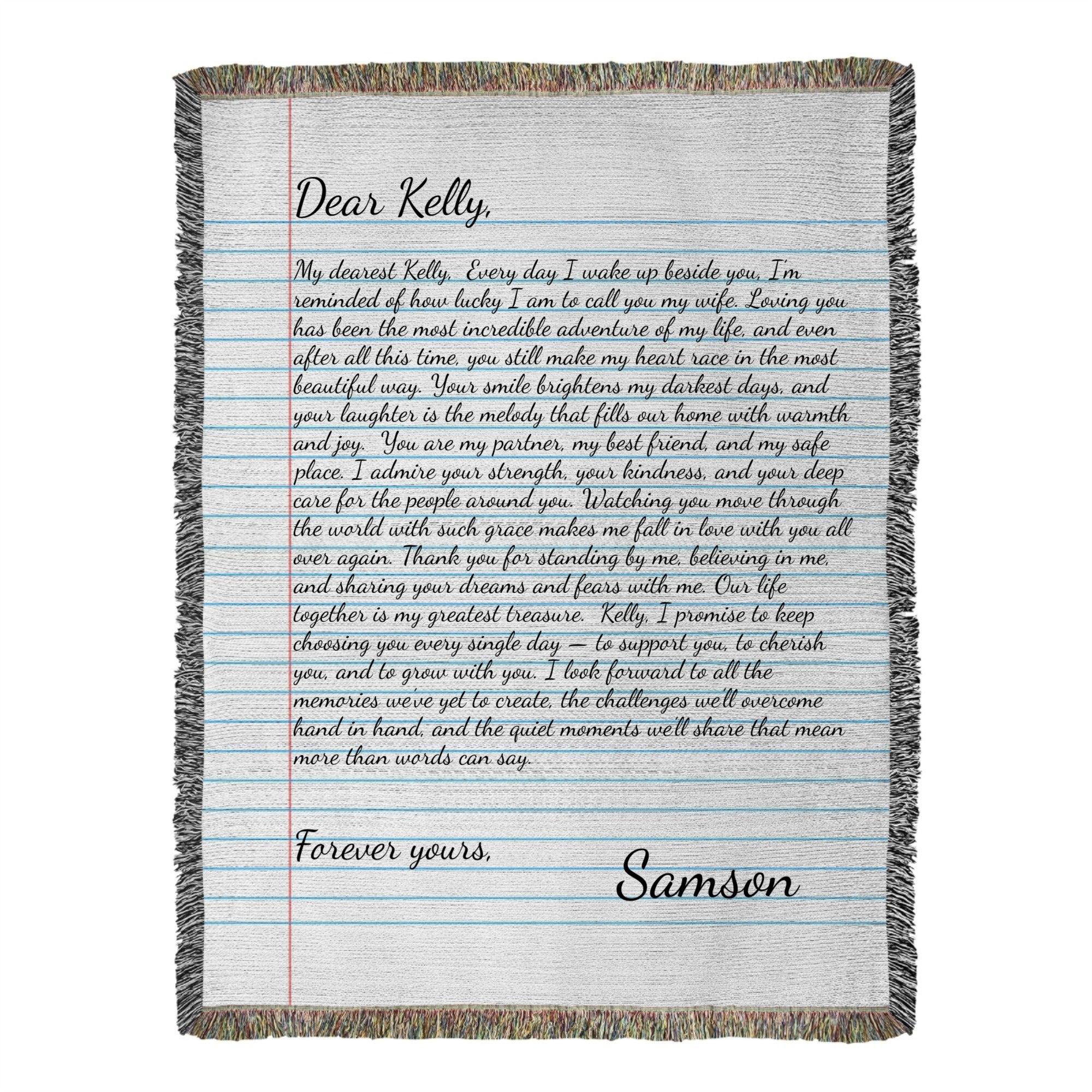 Personalized Love Letter Blanket: Custom Handwriting Woven Heirloom Throw Woven Blanket